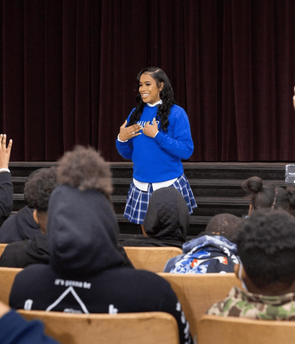 Put On For Your Community: Milan Rouge Gives A Powerful Talk to Kids At Her Elementary School
